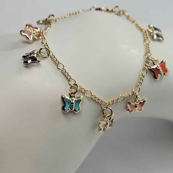 Brazilian 18k Gold Filled Multi color Butterfly Bracelet - Picture 6 of 6